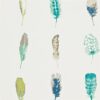 Limosa feather wallpaper - Lagoon, zest and gooseberry
