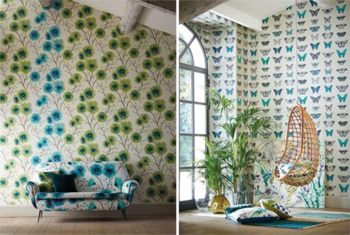 Kabala and Papilio wallpapers, part of the Amazilia collection by Harlequin Wallpaper