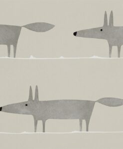 Mr Fox wallpaper in silver