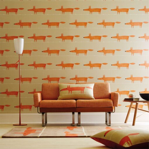 Mr Fox wallpaper in ginger