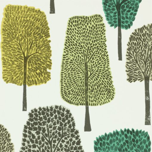 Cedar wallpaper by Scion in Slate, Apple & Ivy