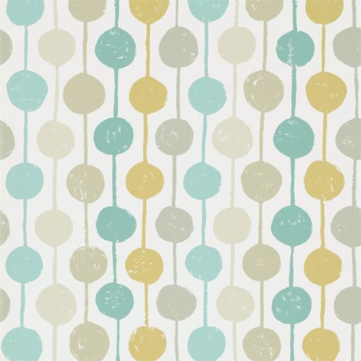 Taimi wallpaper from the Levande Collection by Scion in Seaglass, Chalk and Honey