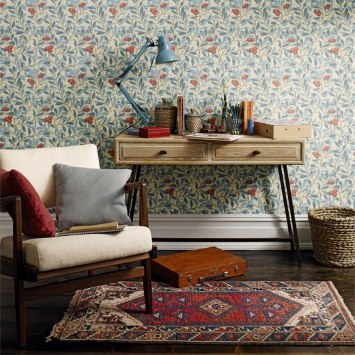 Arbutus Wallpaper from the Morris III Archive collection in a living room