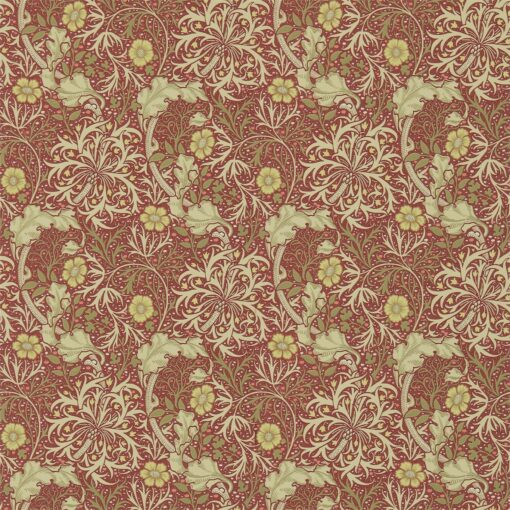 DM3W214712 Morris Seaweed Wallpaper in Red and Gold