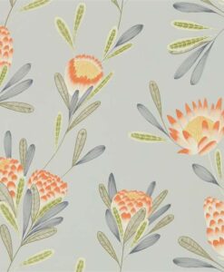 Cayo wallpaper in Coral & Silver