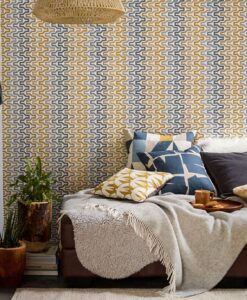 NNUE111834 Sioux wallpaper in Marine Midhight and Kiwi