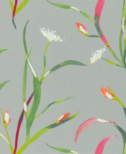 Sanoa Wallpaper from the Zapara Collection in Papaya and Silver