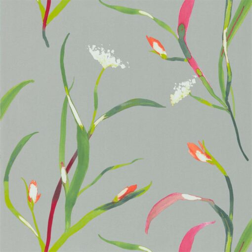 Sanoa Wallpaper from the Zapara Collection in Papaya and Silver