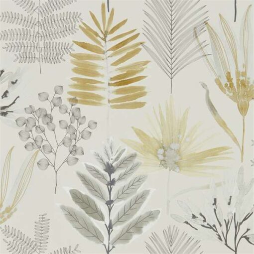 Yasuni Wallpaper from the Zapara Collection in Ochre and Linen
