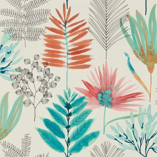 Yasuni Wallpaper from the Zapara Collection in Paprika and Kiwi
