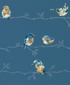Persico Wallpaper from the Standing Ovation Collection by Harlequin in Turquoise & Navy