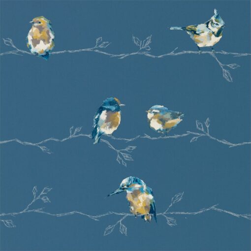 Persico Wallpaper from the Standing Ovation Collection by Harlequin in Turquoise & Navy