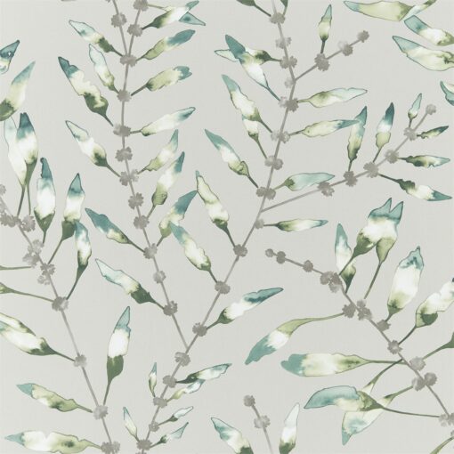 Chaconia Wallpaper from the Anthozoa Collection in Emerald & Lime
