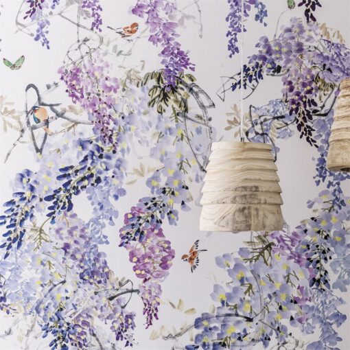 Close up of Wisteria Falls Wallpaper from Waterperry Wallpapers by Sanderson Home