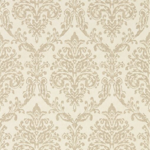 Riverside Damask Wallpaper from Waterperry Wallpapers in Cream & Gold