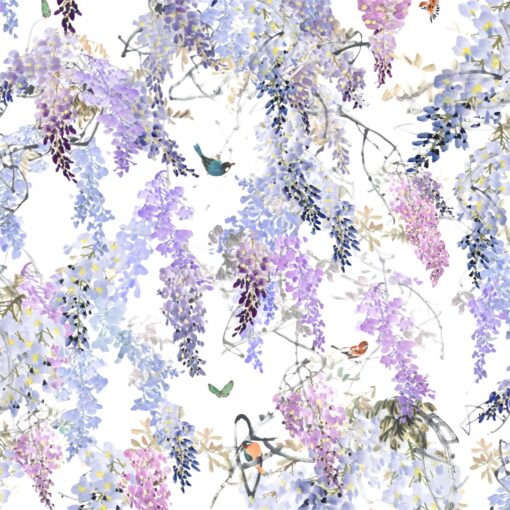 Wisteria Falls Wallpaper Panel A from Waterperry Wallpapers in Lilac