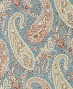 Cashmere Paisley Wallpaper from the Art of the Garden Collection in Teal & Spice