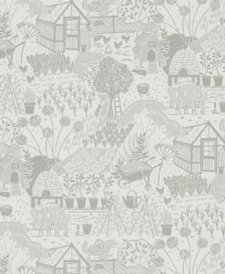 The Allotment Wallpaper from The Potting Room Collection in Dove