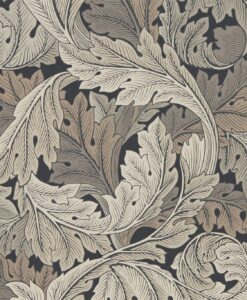 Acanthus Wallpaper from the Archive IV Collection by Morris & Co in Charcoal & Grey