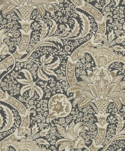 Indian Wallpaper from the Archives IV Collection by Morris & Co. in Charcoal & Nickel