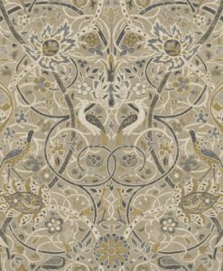 Bullerswood Wallpaper from the Archives IV Collection by Morris & Co in Stone & Mustard