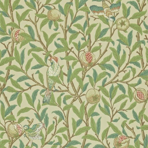 Bird & Pomegranate wallpaper from The Craftsman Wallpapers by Morris & Co. in Bayleaf & Cream