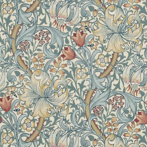 Golden Lily Wallpaper from The Craftsman Wallpapers by Morris & Co. in Slate & Manilla