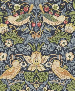 Strawberry Thief from the Craftsman Wallpapers by Morris & Co in Indigo and Mineral