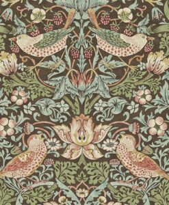 Strawberry Thief from the Craftsman Wallpapers by Morris & Co in Chocolate & Slate