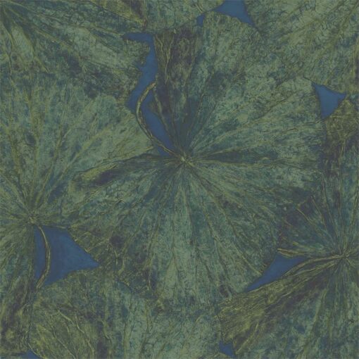 Taisho Lotus Wallpaper from The Muse Collection by Zohany in Malachite & Lapis