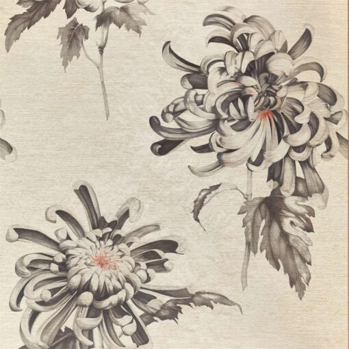 Evelyn Wallpaper from The Muse Collection by Zophany in Koi and Vine Black