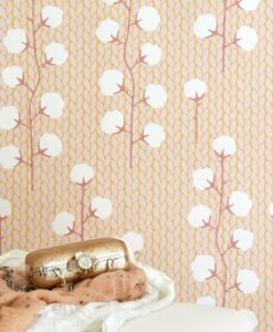 Sweet Cotton wallpaper in pink by Majvillan 108-01 detail