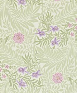 Larkspur Wallpaper in Olive and Lilac