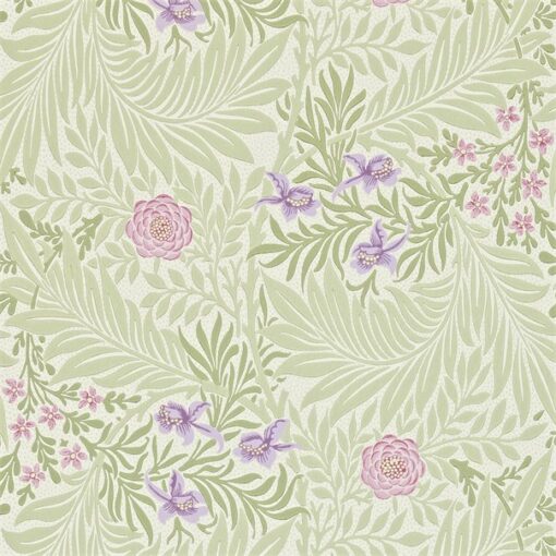 Larkspur Wallpaper in Olive and Lilac