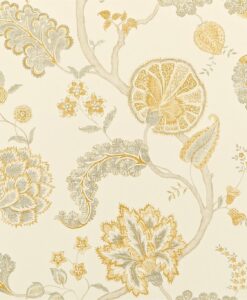 Palampore Wallpaper in Silver and Gold