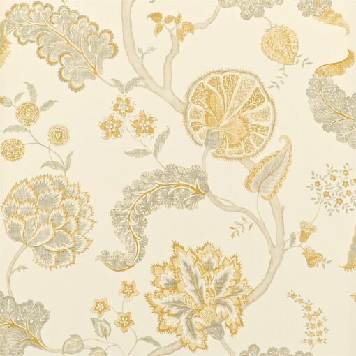 Palampore Wallpaper in Silver and Gold