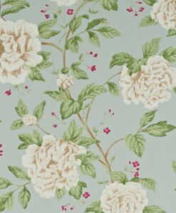 Vintage Peony Wallpaper by Sanderson in Duck Egg and Cream