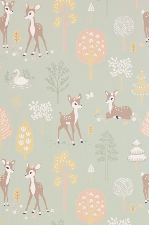 Golden Woods Wallpaper by Majvillan in Dusty Green