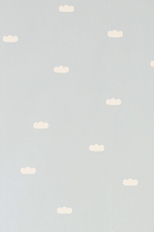 Dreamy Clouds Wallpaper in Dusty Blue by Majvillan
