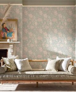 Double Bough Wallpaper in Teal Rose by Morris & Co