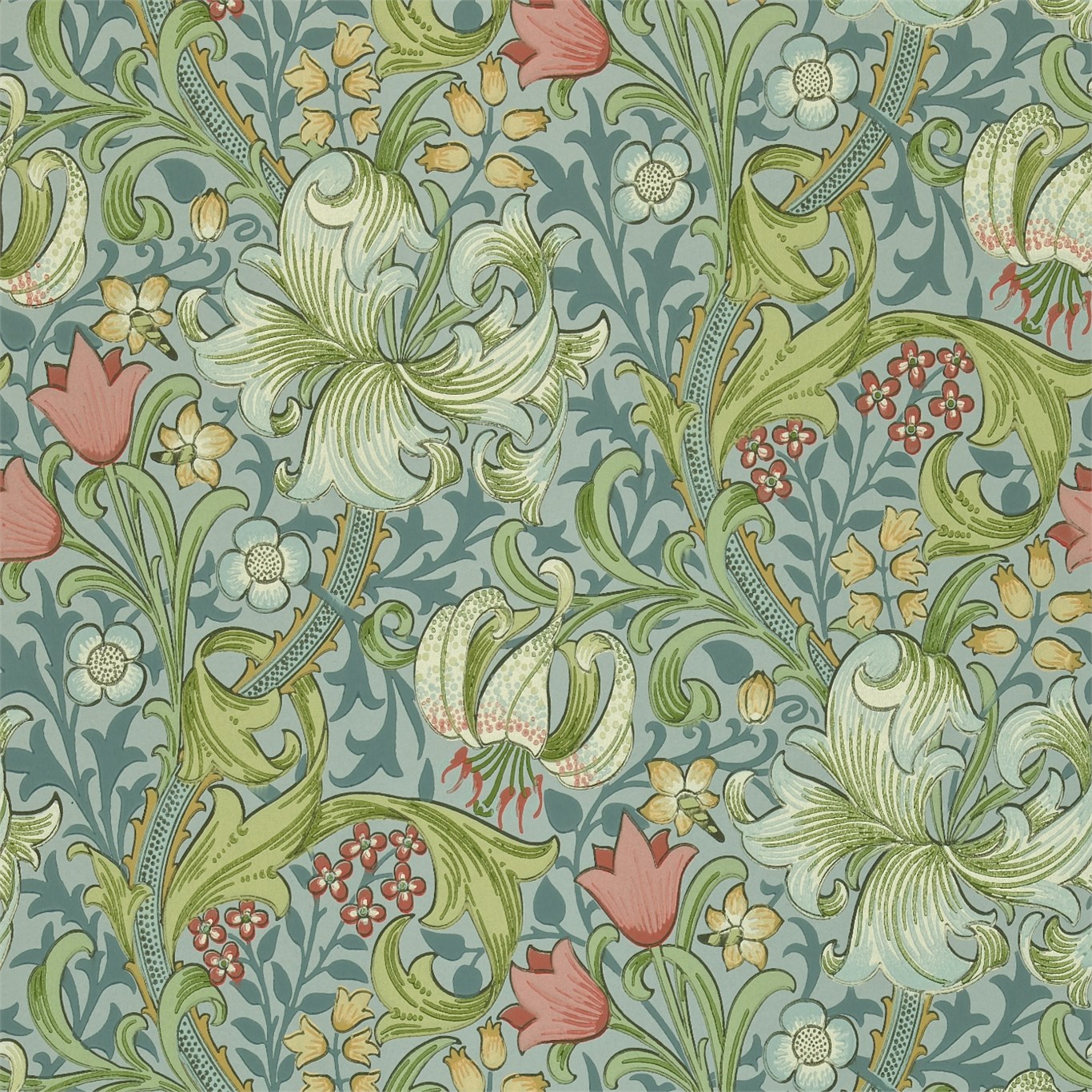 Golden Lily Wallpaper By Morris & Co. | Silk Interiors Wallpaper Australia