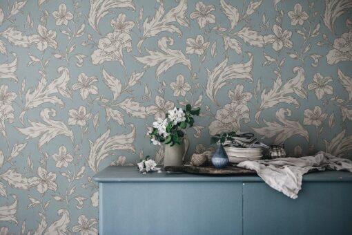 Karin Wallpaper in Misty Blue