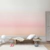 a room with a pink gradient wall