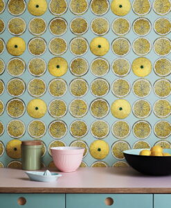 Arance Wallpaper by Fornasetti in Lemon