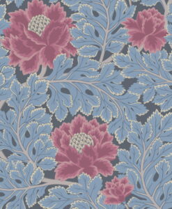 Cole and Son Aurora Wallpaper in Cerise & Cerulean Blue on Midnight