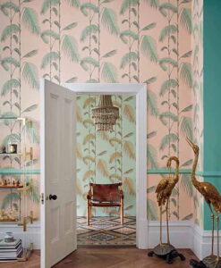 Cole & Son's Palm Leaves wallpaper in pink