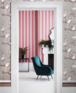 Glastonbury Stripe Wallpaper in Pink by Cole & Son