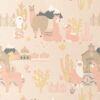 Lama Village Wallpaper by Majvillan in Light Sunny Pink