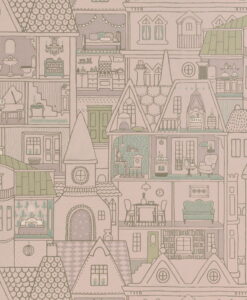 Dollhouse Wallpaper by Majvillan in Soft Lilac