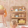Dollhouse Wallpaper by Majvillan in Sunny Pink